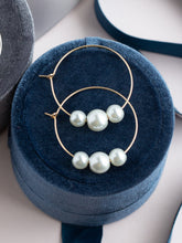 Load image into Gallery viewer, Gold Pearl Hoop Earrings
