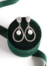Load image into Gallery viewer, Silver Pearl Teardrop Wedding Earrings
