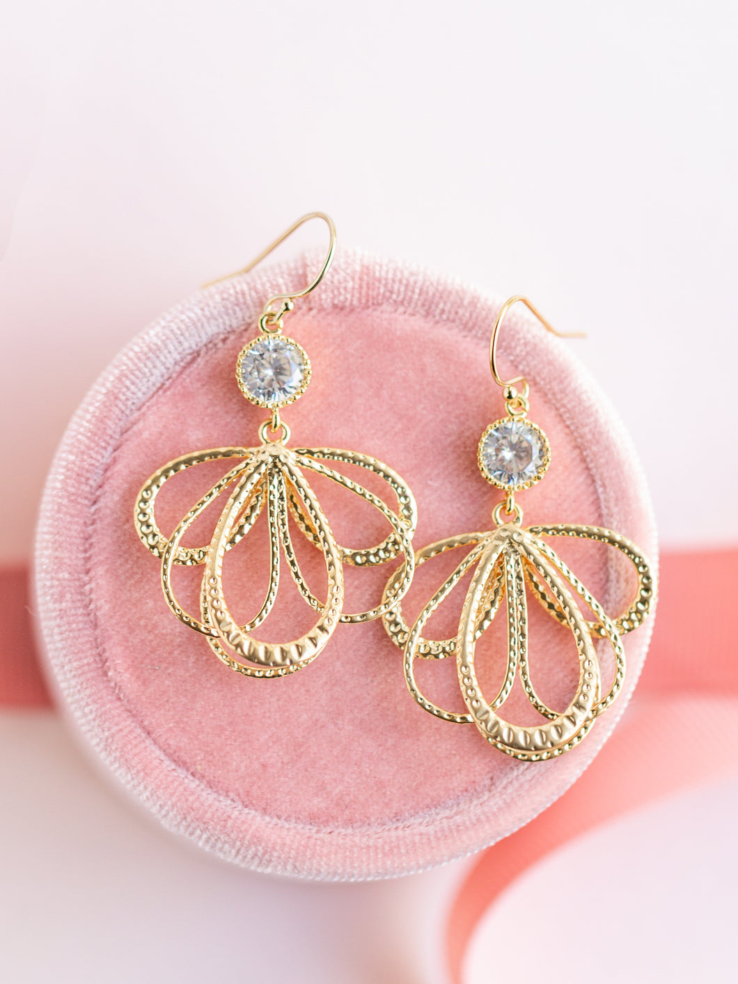 Gold Petal Chandelier Earrings