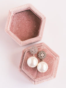 Silver Flower Pearl Earrings