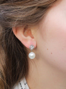 Silver Halo Pearl Earrings
