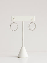 Load image into Gallery viewer, Silver Crystal Hoop Earrings
