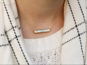 Marble Bar Necklace Gold Filled Marble Bar Necklace