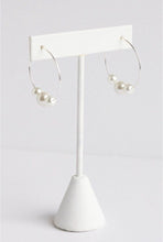 Load image into Gallery viewer, Sterling Silver Pearl Hoop Earrings
