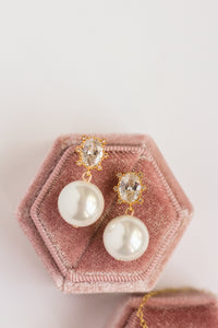 Oval Crystal Pearl Earrings