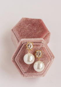 Oval Crystal Pearl Earrings